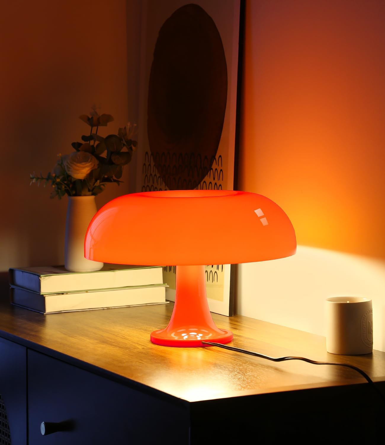 Mushroom Table Lamp, 2700K - 12 x 12 x 9.8 in, Orange, Bulb Included