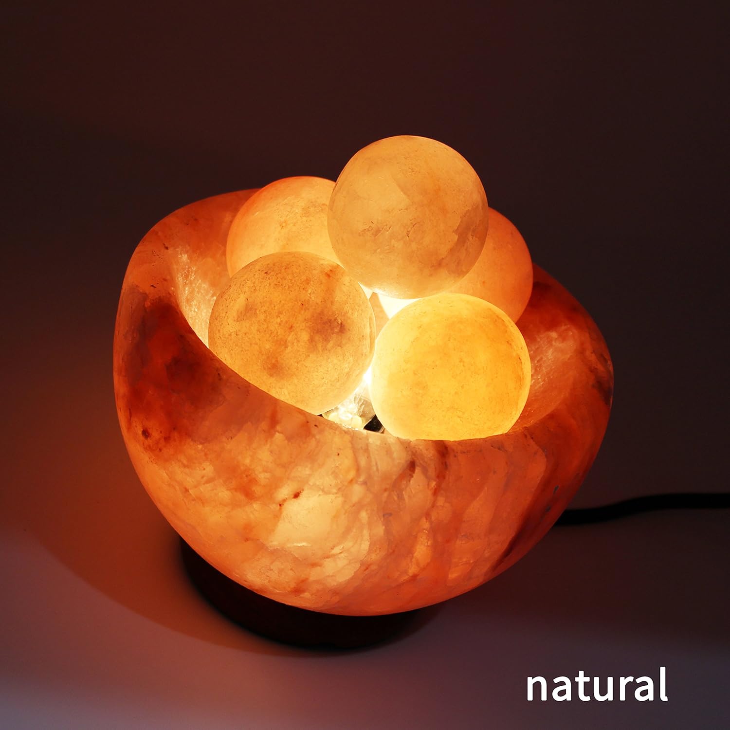 Himalayan Salt Lamp Bowl with 6 Salt Massage Stones - Dimmable